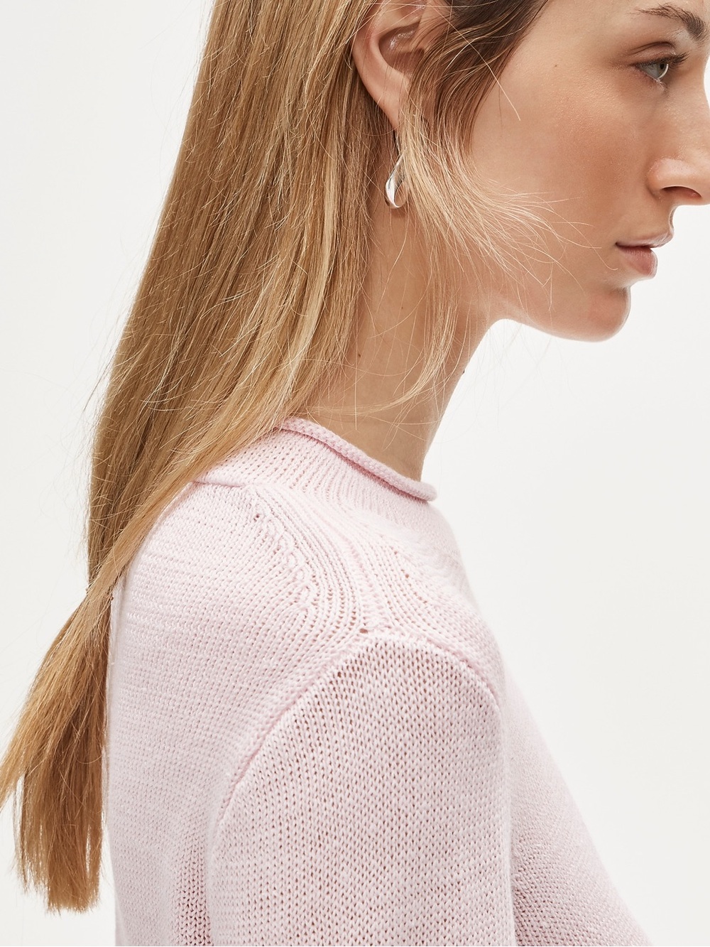 J. Crew Summer Rollneck sweater linen blend in Peppermint Ice Pink Size Medium - Picture 3 of 12